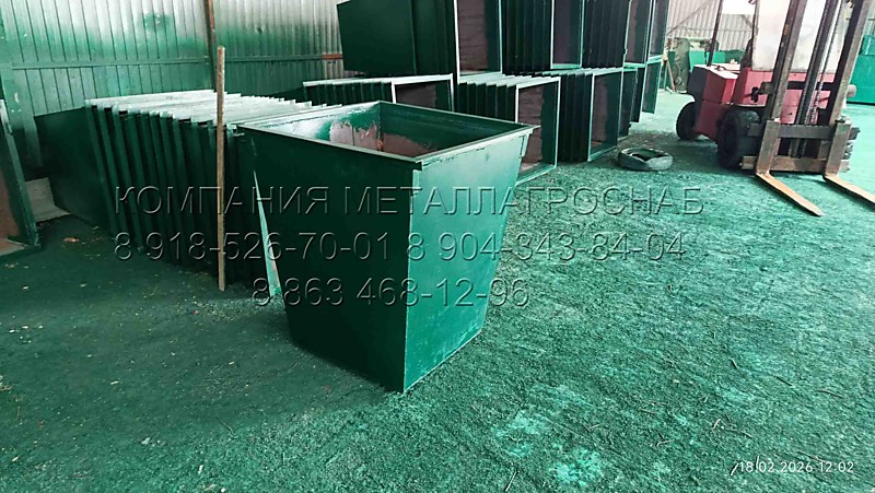 Мусорный контейнер 0,75 м3 для ТБО, металлический, с крышкой, на колёсах.